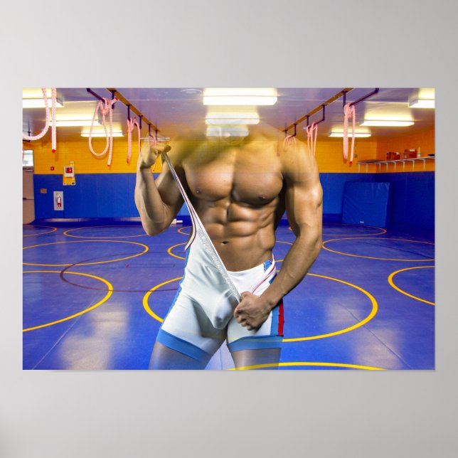 SlipperyJoes 6-pack brottande singlet gym b Poster (Framsidan)