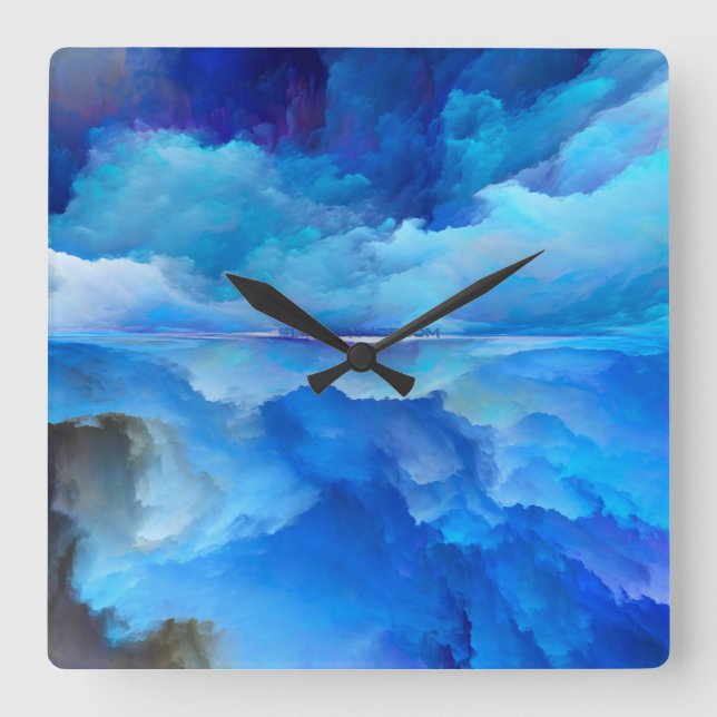 SlipperyJoe's abstrakt molngrafik färgstark surr Fyrkantig Klocka (Framsida)