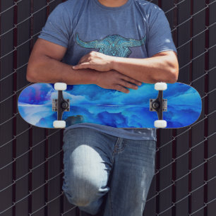 SlipperyJoe's abstrakt molngrafik färgstark surr Mini Skateboard Bräda 18,5 Cm