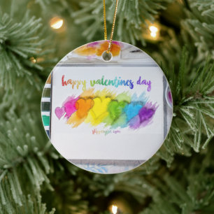 SlipperyJoe's Alla hjärtans dag sentiment LGBTQ+ g Julgransprydnad Keramik