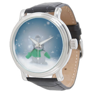 SlipperyJoes älskliga jul-snömannen karaktär Armbandsur