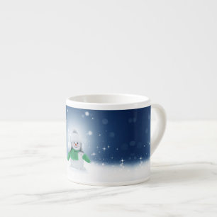 SlipperyJoes älskliga jul-snömannen karaktär Espressomugg