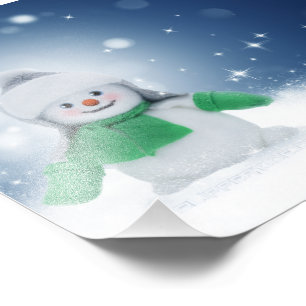 SlipperyJoes älskliga jul-snömannen karaktär Fototryck
