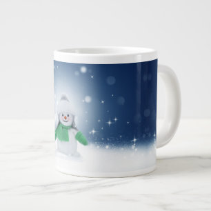 SlipperyJoes älskliga jul-snömannen karaktär Jumbo Mugg
