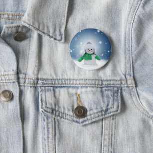 SlipperyJoes älskliga jul-snömannen karaktär Knapp