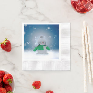 SlipperyJoes älskliga jul-snömannen karaktär Pappersservett