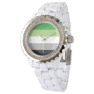 SlipperyJoe's Aromantiska Pride Flagga gay gifts L Armbandsur