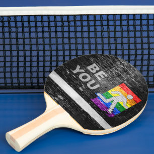 SlipperyJoe's Be You brick wall stick figure rainb Pingisracket