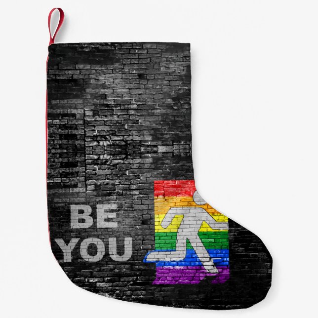 SlipperyJoe's Be You tegelvägg stickfigur regnbåge Liten Julstrumpa (Framsidan)