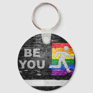 SlipperyJoe's Be You tegelvägg stickfigur regnbågs Nyckelring
