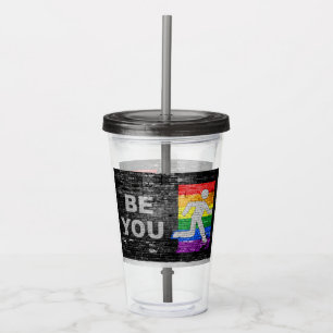 SlipperyJoe's Be You tegelvägg stickfigur regnbågs Take Away Mugg