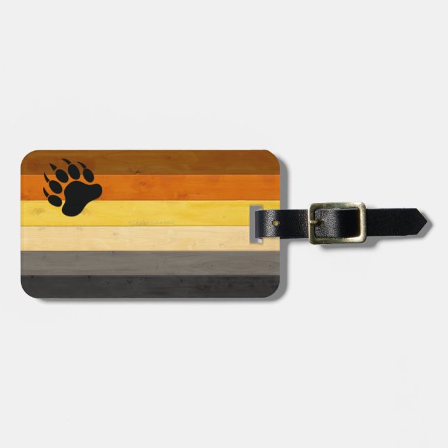 SlipperyJoe's Bear Pride flagga wooden golv strukt Bagagebricka (Horisontell Framsida)