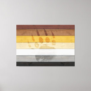 SlipperyJoe's Bear Pride flagga wooden golv strukt Canvastryck