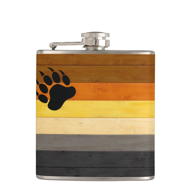 SlipperyJoe's Bear Pride flagga wooden golv strukt Fickplunta (Framsidan)