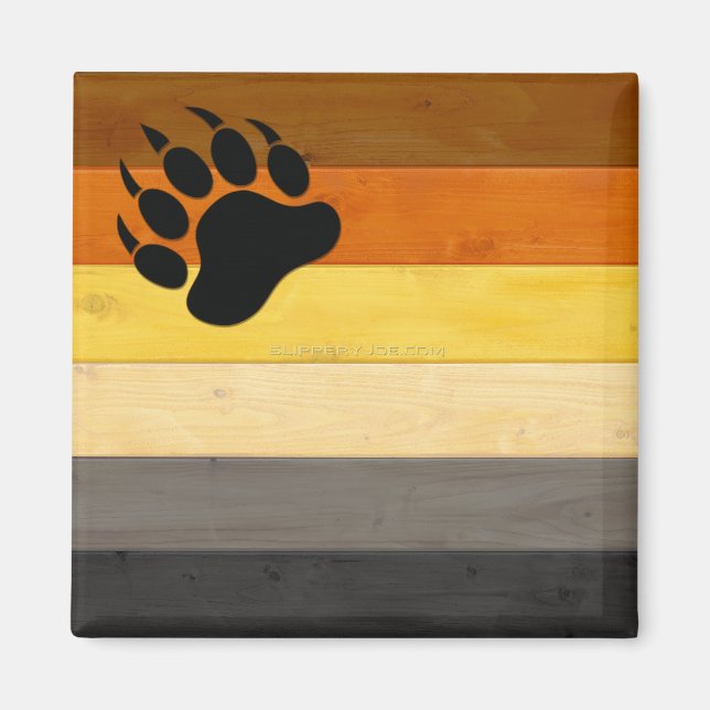 SlipperyJoe's Bear Pride flagga wooden golv strukt Magnet (Framsidan)