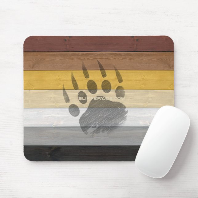 SlipperyJoe's Bear Pride flagga wooden golv strukt Musmatta (Med mus)