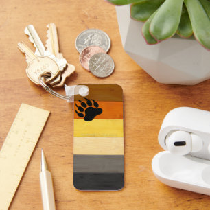 SlipperyJoe's Bear Pride flagga wooden golv strukt Nyckelring