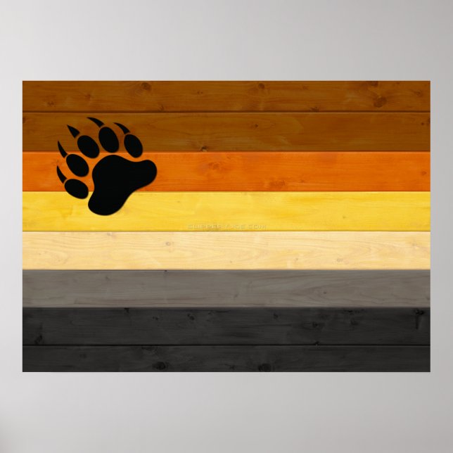 SlipperyJoe's Bear Pride flagga wooden golv strukt Poster (Framsidan)