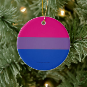 SlipperyJoe's Bisexuella Pride Flag färger magenta Julgransprydnad Keramik