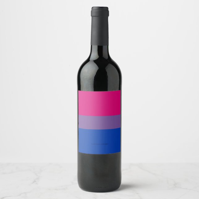 SlipperyJoe's Bisexuella Pride Flag färger magenta Vinflaska Etikett (Framsida)