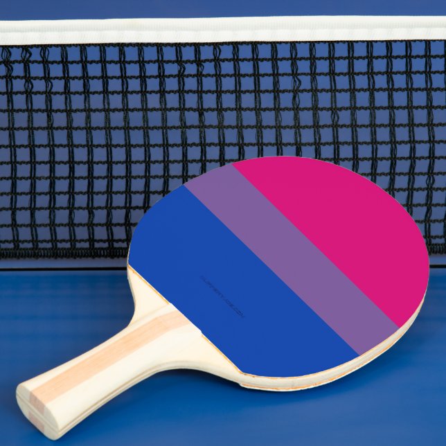 SlipperyJoe's Bisexuella Pride Flagga färger magen Pingisracket (Insitu)