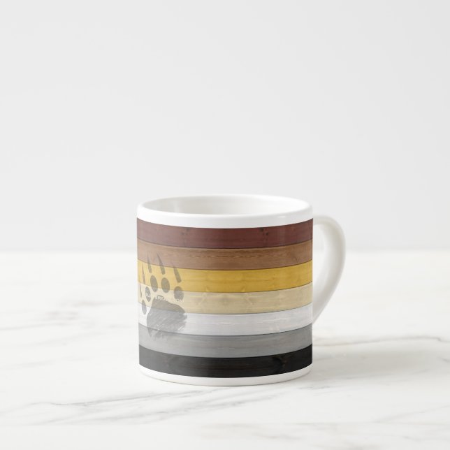 SlipperyJoe's Björnstolthetsflagga trägolv textur Espressomugg (Framsida höger)