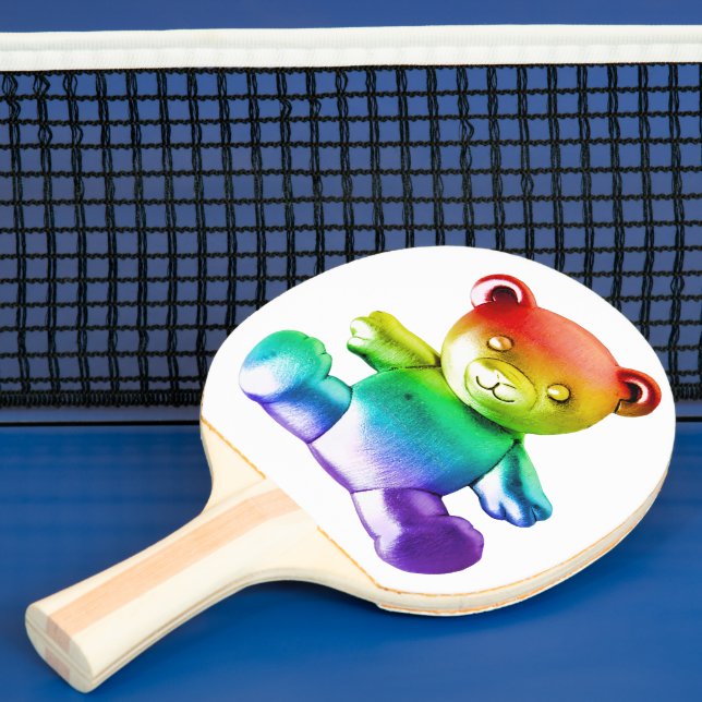 SlipperyJoe's borstad metall nalle rainbow gra Pingisracket (Insitu)