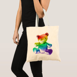 SlipperyJoe's borstad metall nalle rainbow gra Tygkasse
