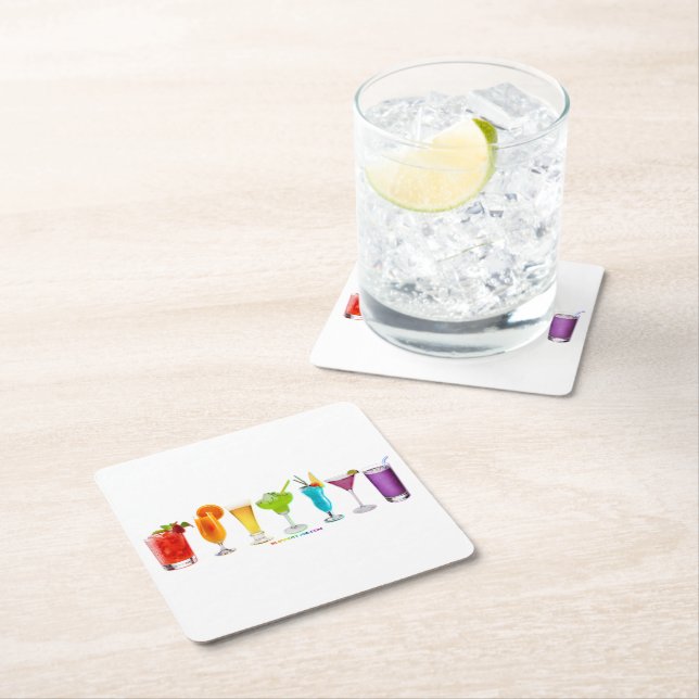 SlipperyJoe's cheers alkoholcocktails HGBTQIA gay Underlägg Papper Kvadrat (Insitu)