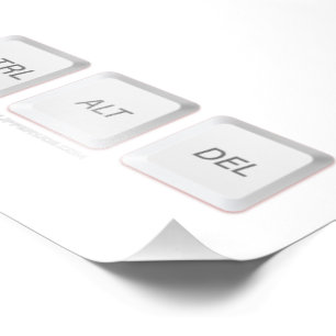SlipperyJoe's CTRL ALT DEL knappar tre vita com Fototryck