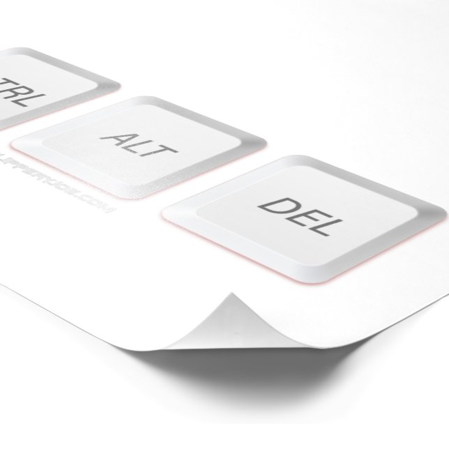 SlipperyJoe's CTRL ALT DEL knappar tre vita com Fototryck (Hörn)