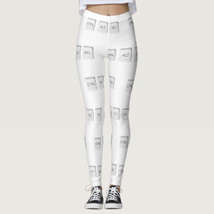SlipperyJoe's CTRL ALT DEL knappar tre vita datork Leggings