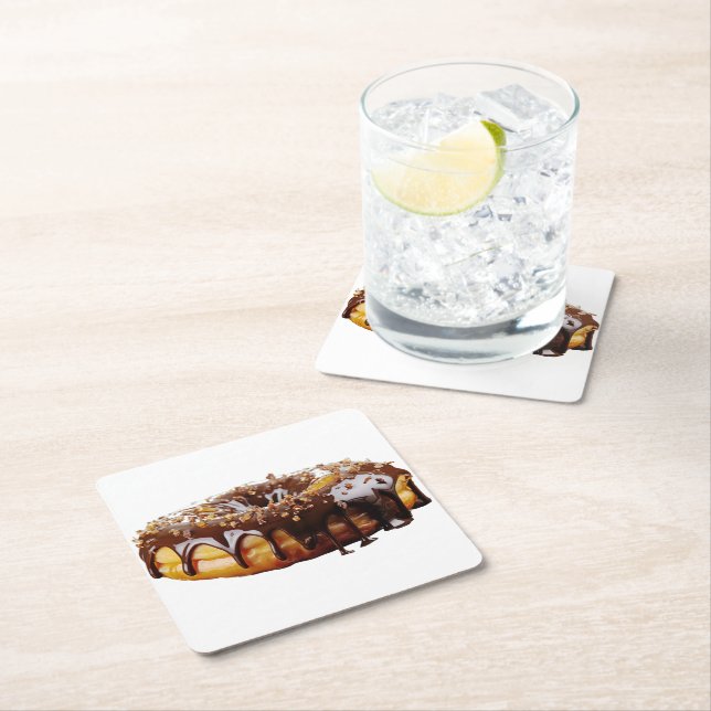 SlipperyJoe's dekadent donut täckte tjockt glansig Underlägg Papper Kvadrat (Insitu)