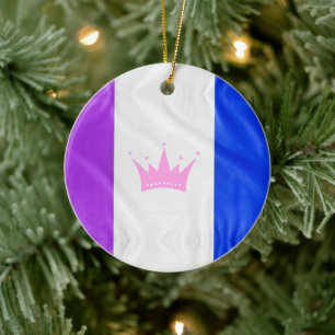 SlipperyJoe's dragkultur stolthetsflagga lila ande Julgransprydnad Keramik