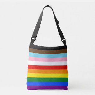 SlipperyJoe's Elva Stripe Stolthet Flagga blandar Axelväska