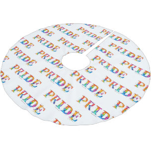 SlipperyJoes färgglada kreativa Pride-tema text- Julgransmatta Borstad Polyester