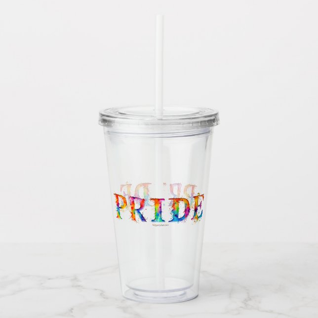SlipperyJoes färgglada kreativa Pride-tema text- Take Away Mugg (Framsida)