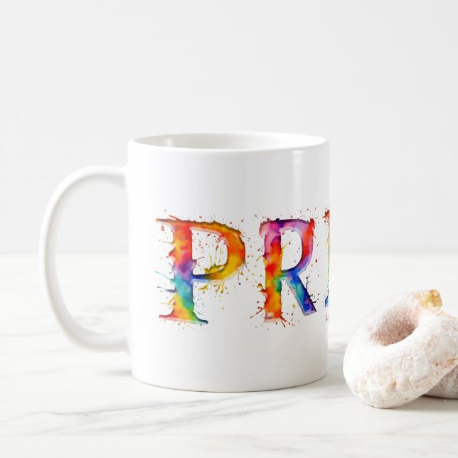 SlipperyJoes färgrika kreativa HBTQ-tema text- Kaffemugg (Med munk)