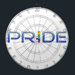 SlipperyJoes färgstarka Pride ord fet metallisk bl Darttavla<br><div class="desc">SlipperyJoe's Colorful Pride ord-fetstilt metallblått brev-regnbåge pride flagga ord firar att gay pride ger konstgjord övertoningseffekt för HGBTQIA</div>