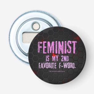SlipperyJoe's feminist f-ord glansröd 3D blac Flasköppnare