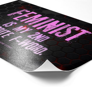 SlipperyJoe's feminist f-ord glansröd 3D blac Fototryck