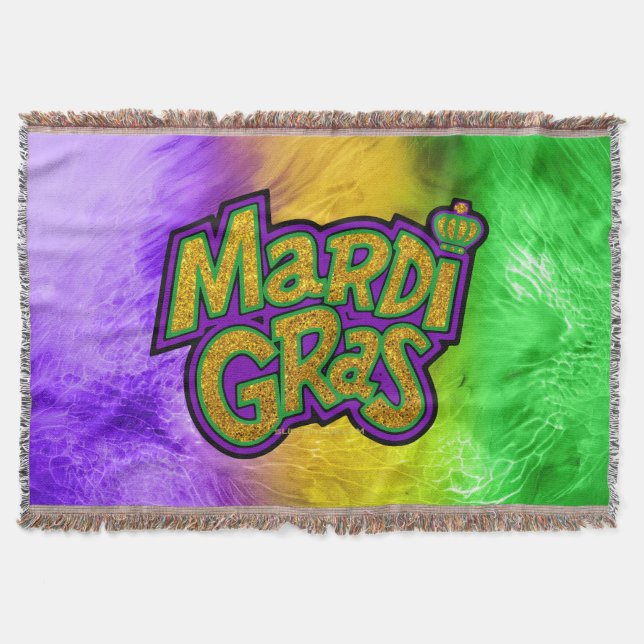 SlipperyJoe's festiva Mardi Gras-tema krona förstä Filt (Framsidan)