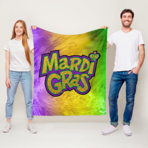 SlipperyJoe's festiva Mardi Gras-tema krona reinf Fleecefilt