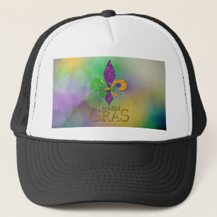 SlipperyJoe's festiva Mardi Gras-tema lila grön Keps