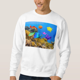 SlipperyJoe's Fish Pride tropical grönt blue purpl Lång Ärmad Tröja