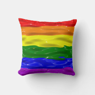 SlipperyJoe's flytande glans regnbågsflagga röd or Kudde