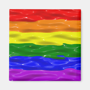 SlipperyJoe's flytande glans regnbågsflagga röd or Magnet