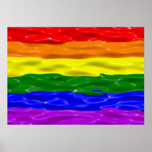 SlipperyJoe's flytande glans regnbågsflagga röd or Poster