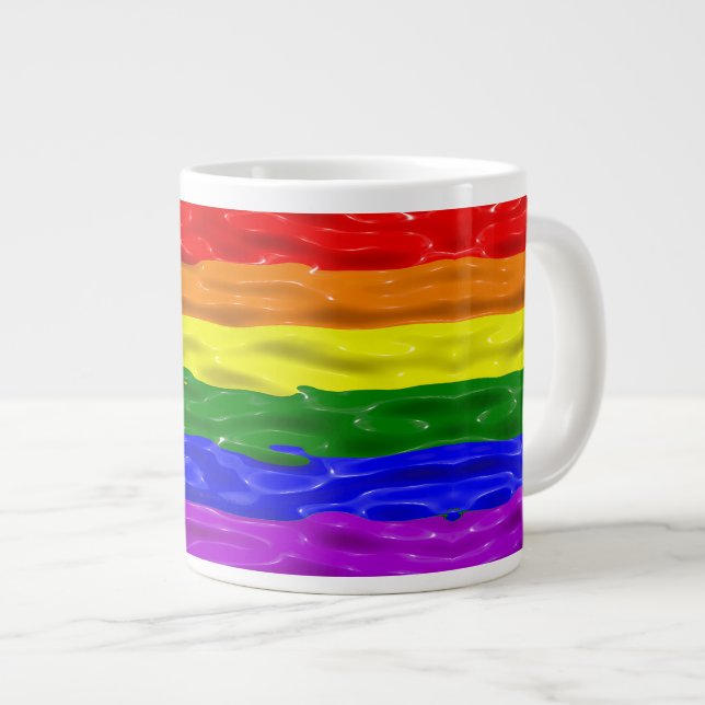 SlipperyJoe's flytande glans stolthetsflagga röd o Jumbo Mugg (Framsida höger)