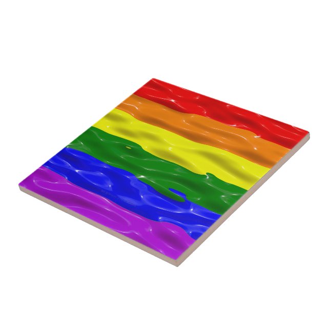 SlipperyJoe's flytande glans stolthetsflagga röd o Kakelplatta (Sidan)